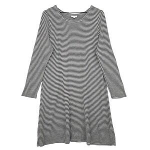 J Jill Dress Womens L Gray Stripe Long Sleeve Jersey Knit T Shirt Shift Pockets